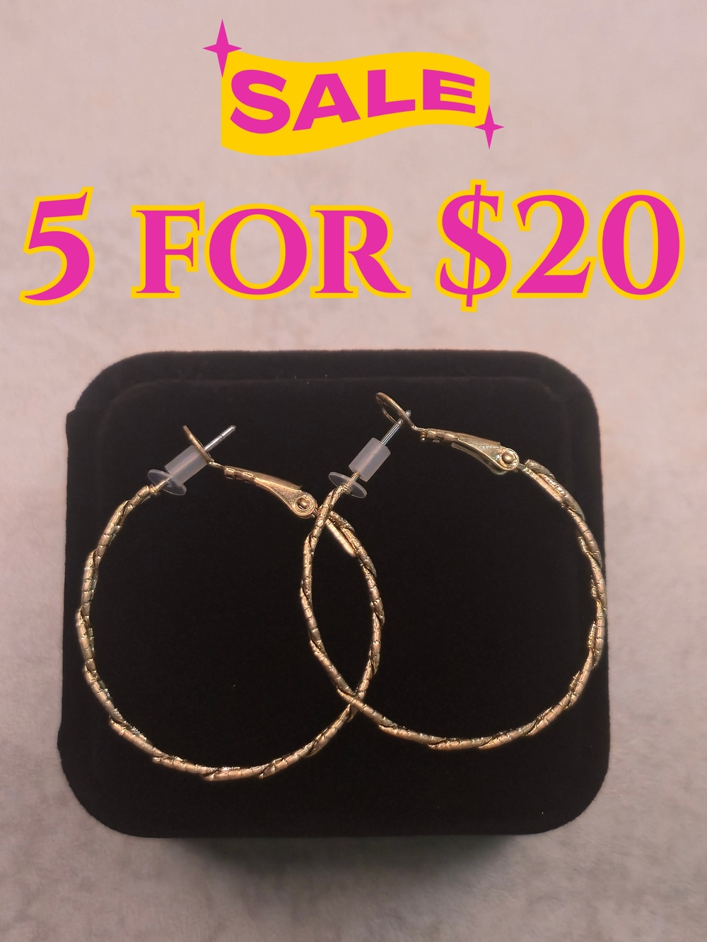Gold Tone Textured Hoop Earrings | 5 for $20 Jewelry Sale